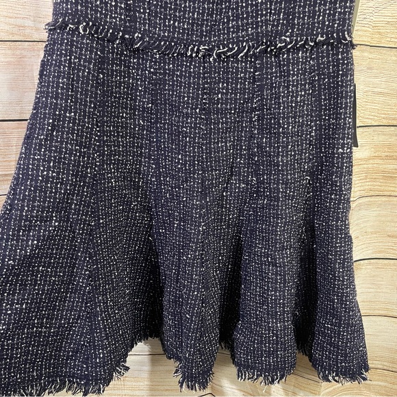 ELIZA J tweed fit flare fit frayed detail blue dress women Size 12 - Picture 11 of 13